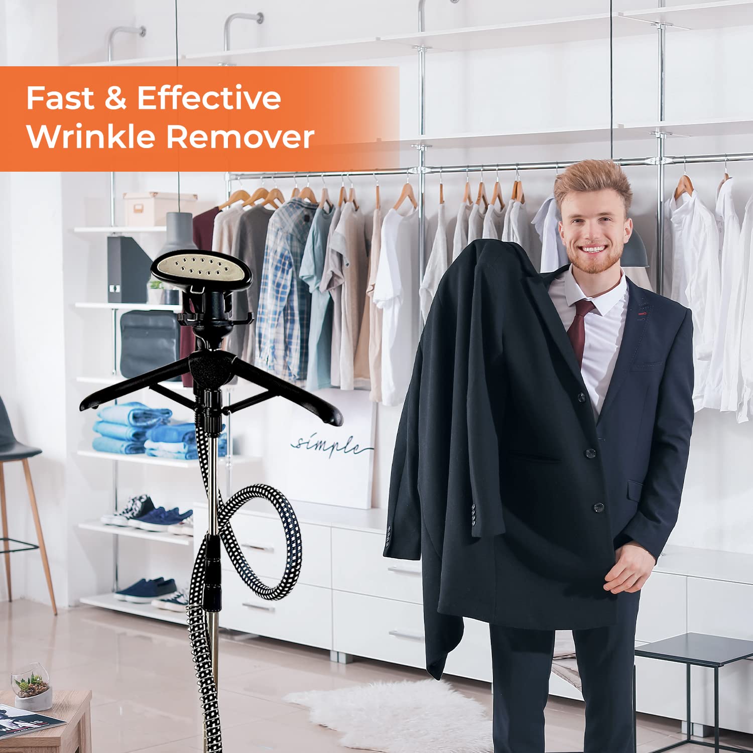 Geepas 1580 W Garment Steamer, 1.8L Water Tank, White/Black جهاز كي بالبخار عمودي للملابس من جيباس، قدرة 1580 واط Geepas 1580 W Garment Steamer, 1.8L Water Tank, White/Black جهاز كي بالبخار عمودي للملابس من جيباس، قدرة 1580 واط